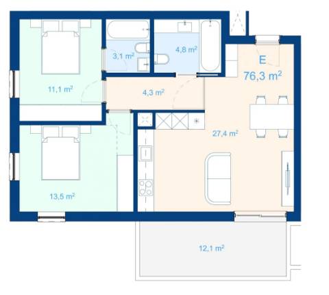 Apartamento T2 com Varanda | Condomínio Privado com Conceito Contemporâneo