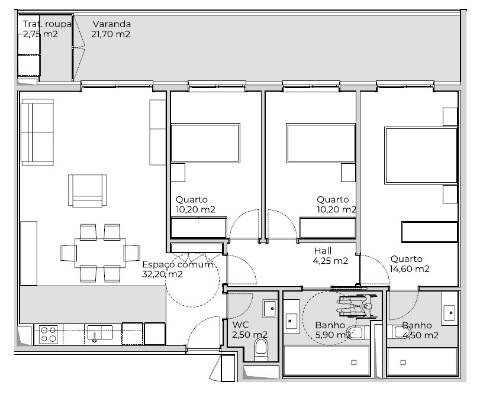 Apartamento T3 em Valongo, Porto
