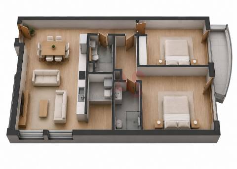 Apartamento T2 em construção no Edifício Louzada no Centro da Vila de Lousada