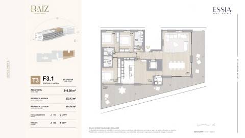 Apartamento T3 com Terraço no RAIZ na Avenida da Boavista
