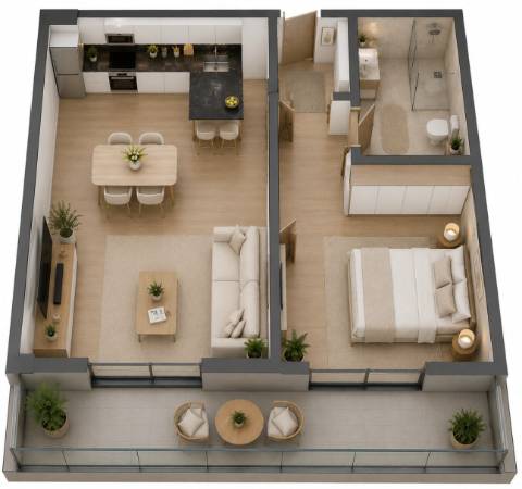 Apartamento T1, Penthouse, com garagem e piscina