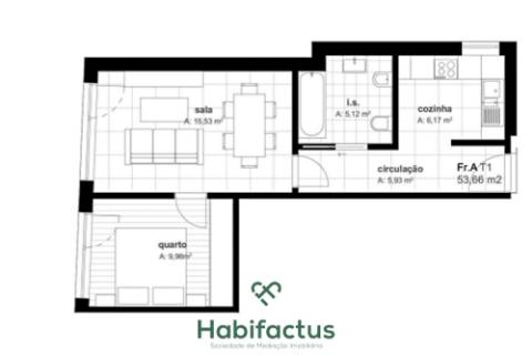 Apartamento T1 em construção - no centro de Viseu