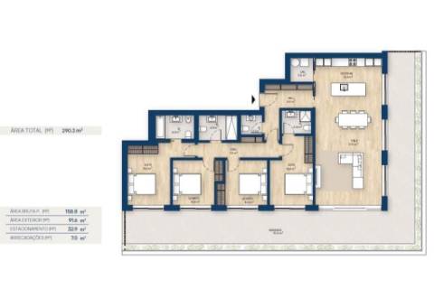 Apartamento T4 com terraço em construção à marina da Afurada