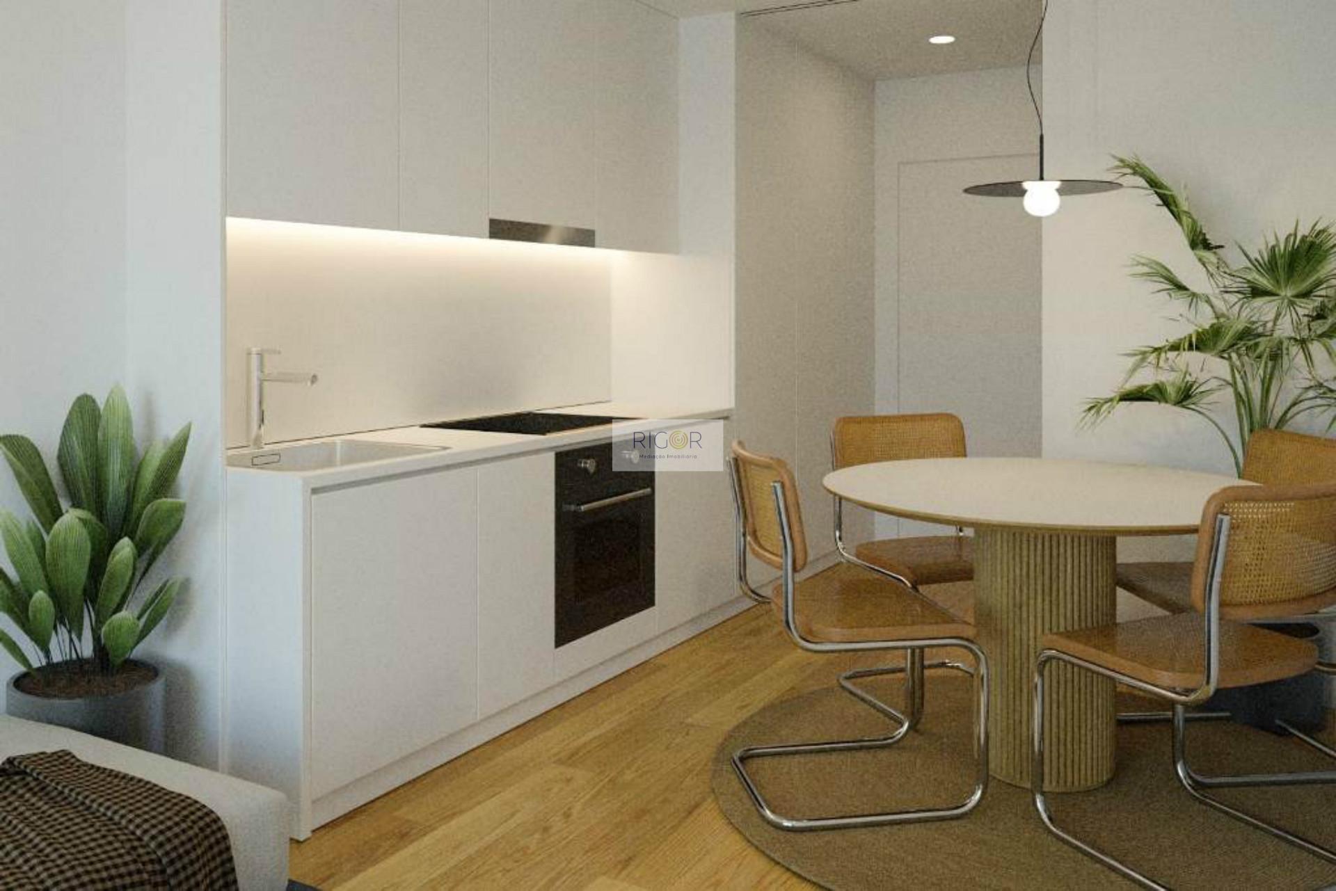 Apartamento T1 com terraço, garagem e arrumo em construção em Pedrouços
