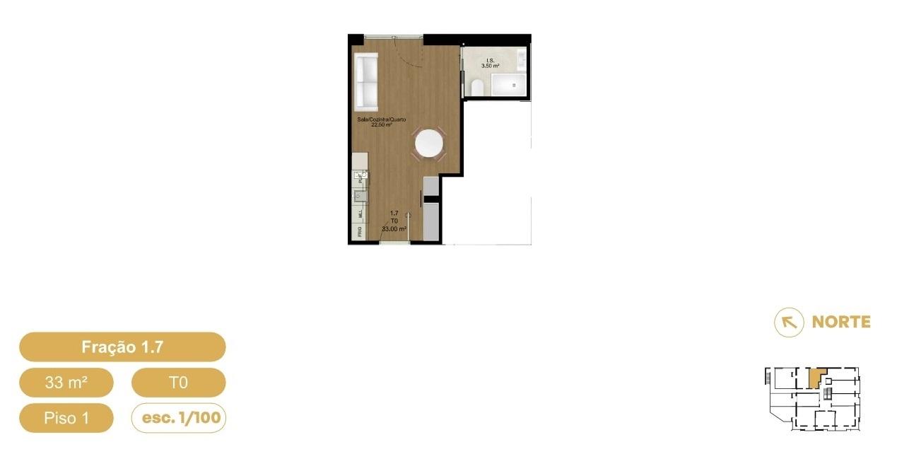 Apartamento T0 novo em Oliveira de Azeméis