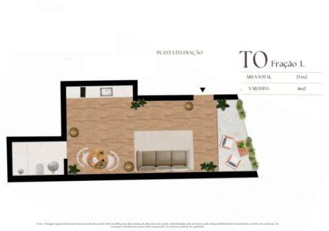 Apartamento T0 com Terraço em Construção, Centro Histórico Leça da Palmeira