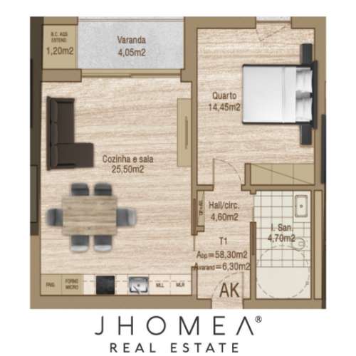 Apartamento T1 | THE LINE – Forca, Aveiro