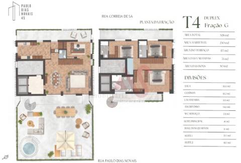 Apartamento T4 Duplex com jacuzzi em construção no Empreendimento Paulo Dias Novais 45 no Porto