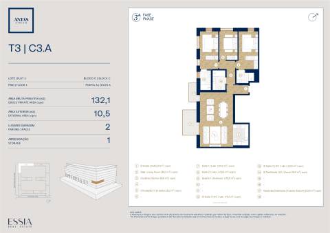 Apartamento T3 com varanda no Antas Atrium