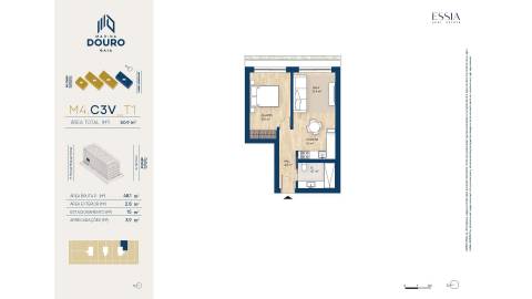 Apartamento T1 com Varanda no Marina Douro