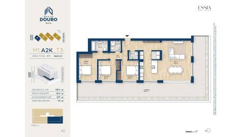 Apartamento T3 com Varanda e Vista Rio no Marina Douro
