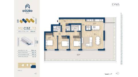 Apartamento T3 com Varanda e Vista Rio no Marina Douro