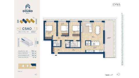 Apartamento T3 com Varanda e Vista Rio no Marina Douro