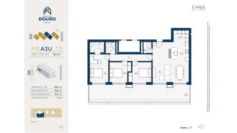 Apartamento T3 com Varanda e Vista Rio no Marina Douro