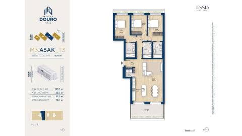 Apartamento T3 com Varanda e Vista Rio no Marina Douro