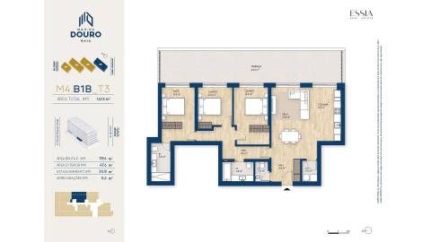Apartamento T3 com Varanda e Vista Rio no Marina Douro