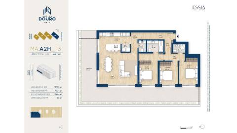 Apartamento T3 com Varanda e Vista Rio no Marina Douro