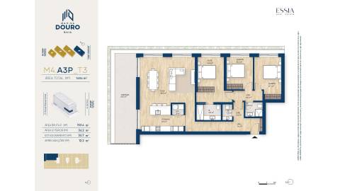 Apartamento T3 com Varanda e Vista Rio no Marina Douro