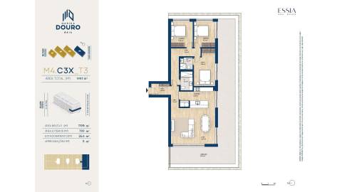 Apartamento T3 com Varanda e Vista Rio no Marina Douro