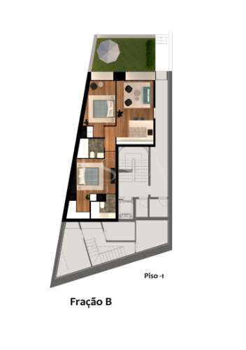 Apartamento T1+1 com Jardim de 31m2 próximo do Palácio de Cristal