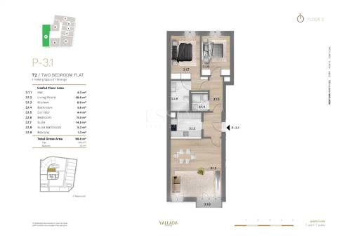 Apartamento T2 com Varanda e Garagem junto ao Jardim Paulo Vallada