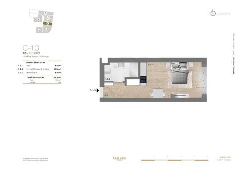 Apartamento T0  junto ao Jardim Paulo Vallada