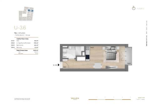 Apartamento T0  junto ao Jardim Paulo Vallada com Varanda