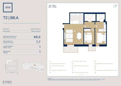 Apartamento T2 com varanda no Antas Atrium