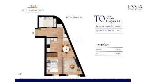 Apartamento T0 com garagem no CC FLATS