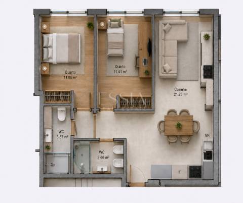 Apartamento T2 com Varanda em Campanhã