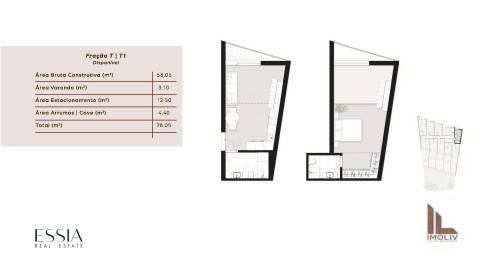 Apartamento T1 com Mezanino no Urban Terraza