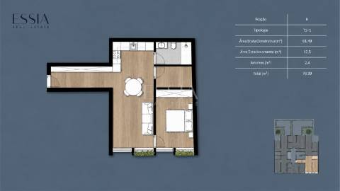 Apartamento T1+1 com Estacionamento em Matosinhos