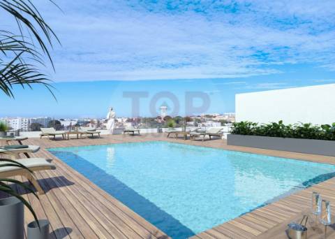 Apartamento T1 Novo com piscina no terraço e garagem - Olhão