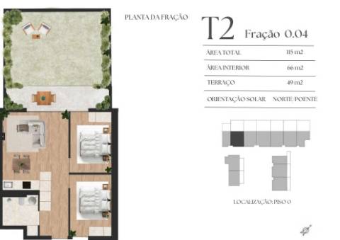 T2 c/ terraço de 49 m2 em construção | Vila Nova de Gaia
