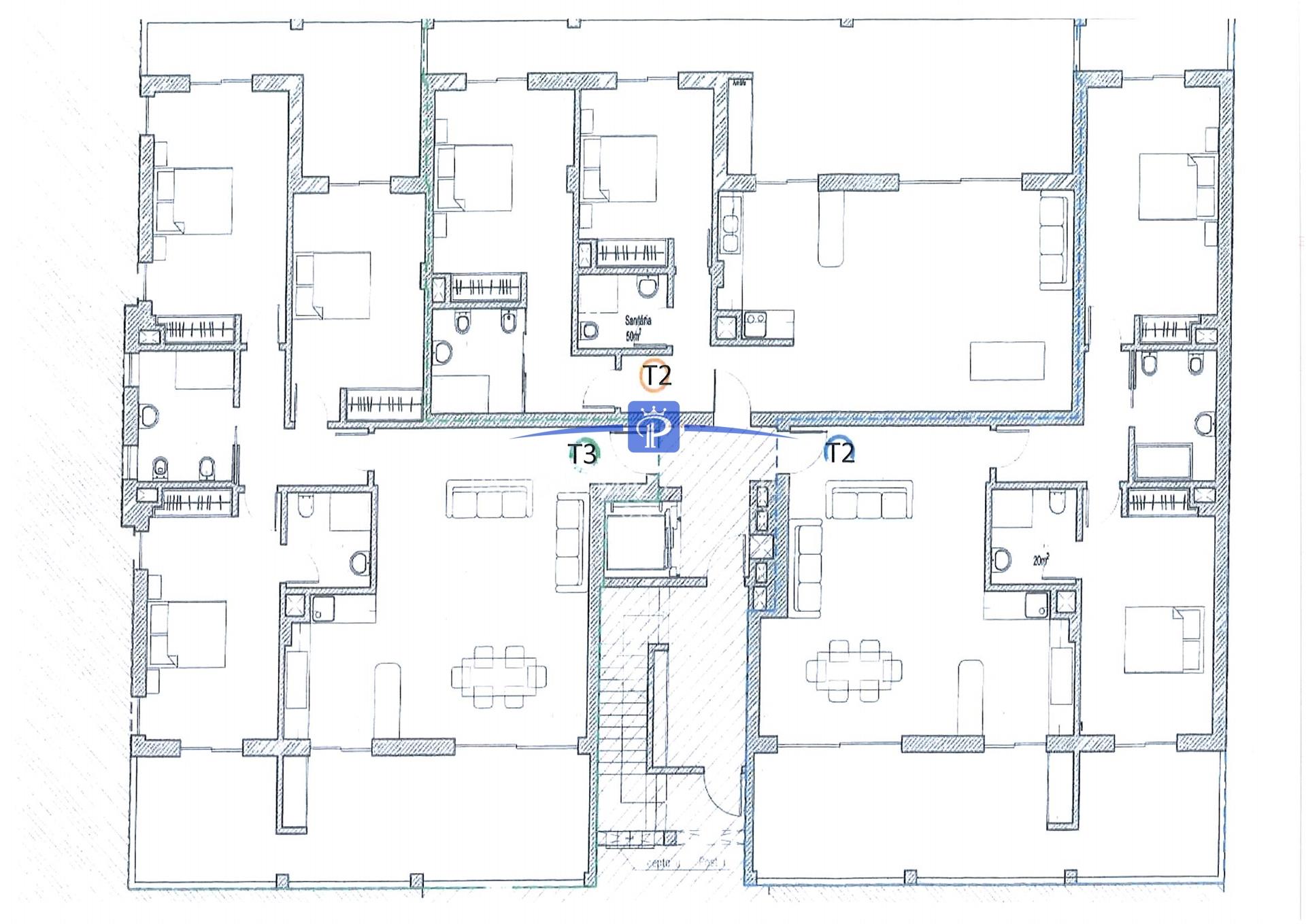 Apartamentos de luxo e de estilo moderno com três quartos em construção.