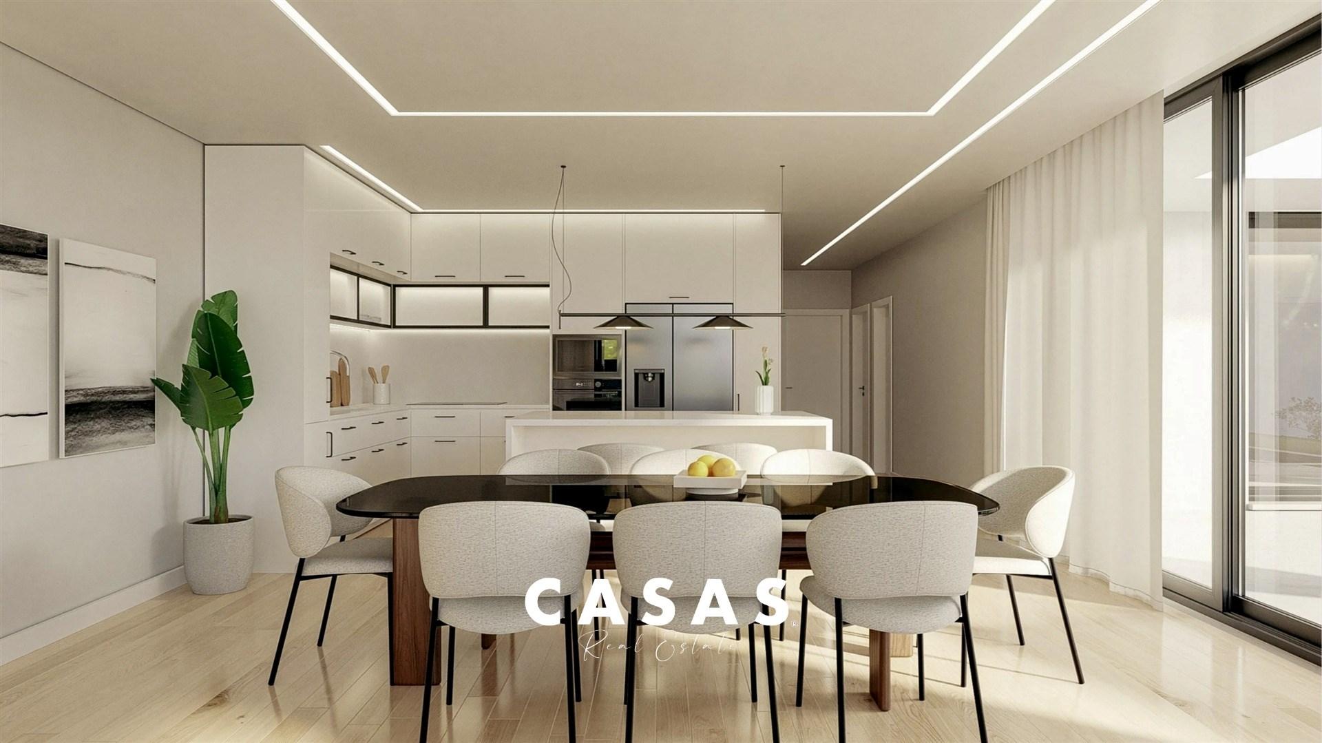 Moradia Geminada com 3 Suítes, Piscina privada, ar-condicionado e garagem para 2 viaturas.