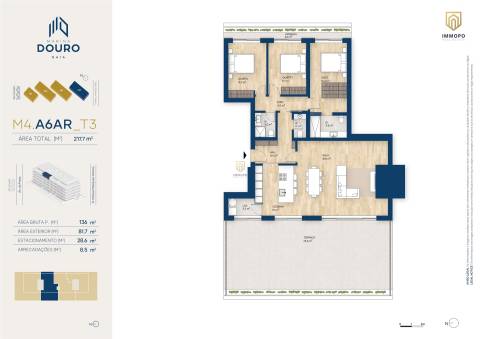 Apartamento T3 de luxo em Vila Nova de Gaia com terraço