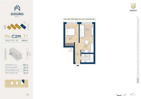 Apartamento T1 de luxo em Vila Nova de Gaia