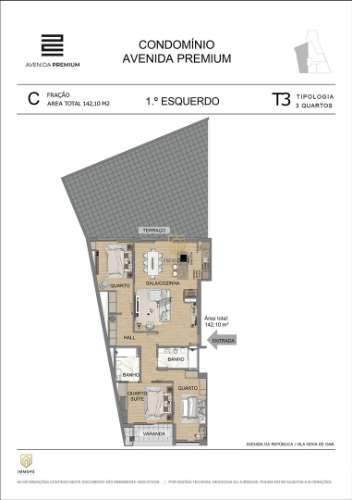 T3+1 Novo com Terraço, para venda, em Vila Nova de Gaia, Avenida da República