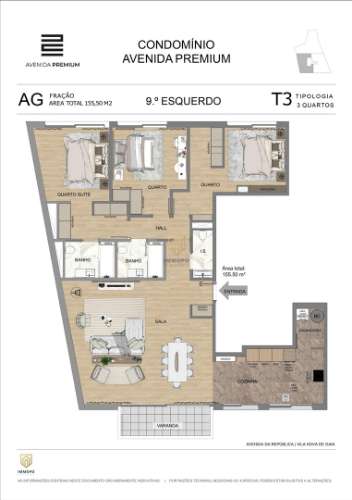 T3 Novo com Varanda e Terraço, para venda, em Vila Nova de Gaia, Avenida da República