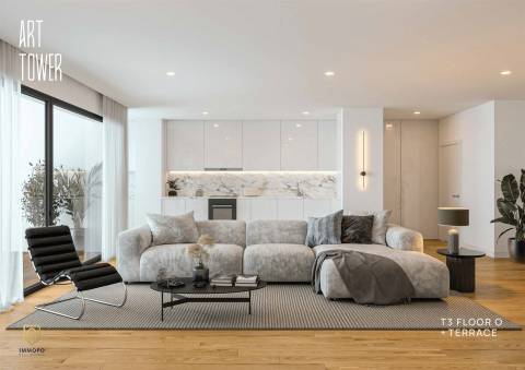 Apartamento T3 Novo com Terraço em condomínio de altíssima qualidade, 15mn do polo universitário