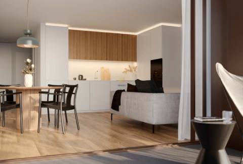 Apartamento T2 em condomínio de luxo com 96 m2 e varanda de 11.6 m2.
