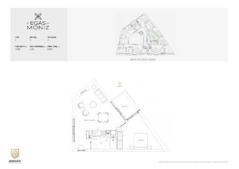 Apartamento T1, com terraço, Centro do Porto