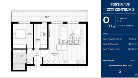 T1+1 Novo c/ garagem e varanda 17,70m2 em Portimão Empreendimento.