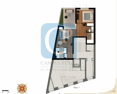 Apartamento T1 com varanda, em construção - Cedofeita