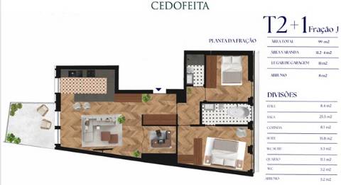Apartamento T2 novo em Cedofeita, Porto, com elevador e garagem para venda.
