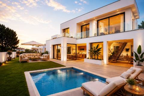 Nova moradia T3 com piscina, vistas mar, junto praias, em Santa Cruz, Torres Vedras