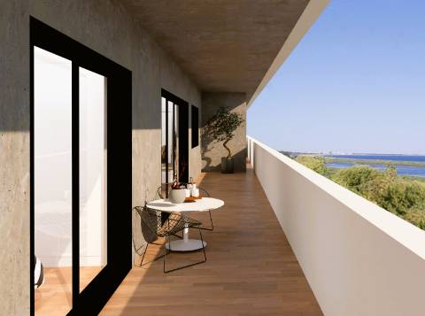 Apartamento T2 novo, varandas, terraço no topo, parqueamento para 1 viatura