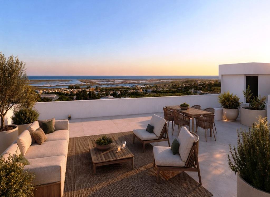 Lote com projeto aprovado, piscina e vistas de mar, centro de Tavira, Algarve