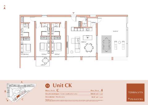 AP T3 de Luxo em Vilamoura com piscina e varanda com 54,45m²